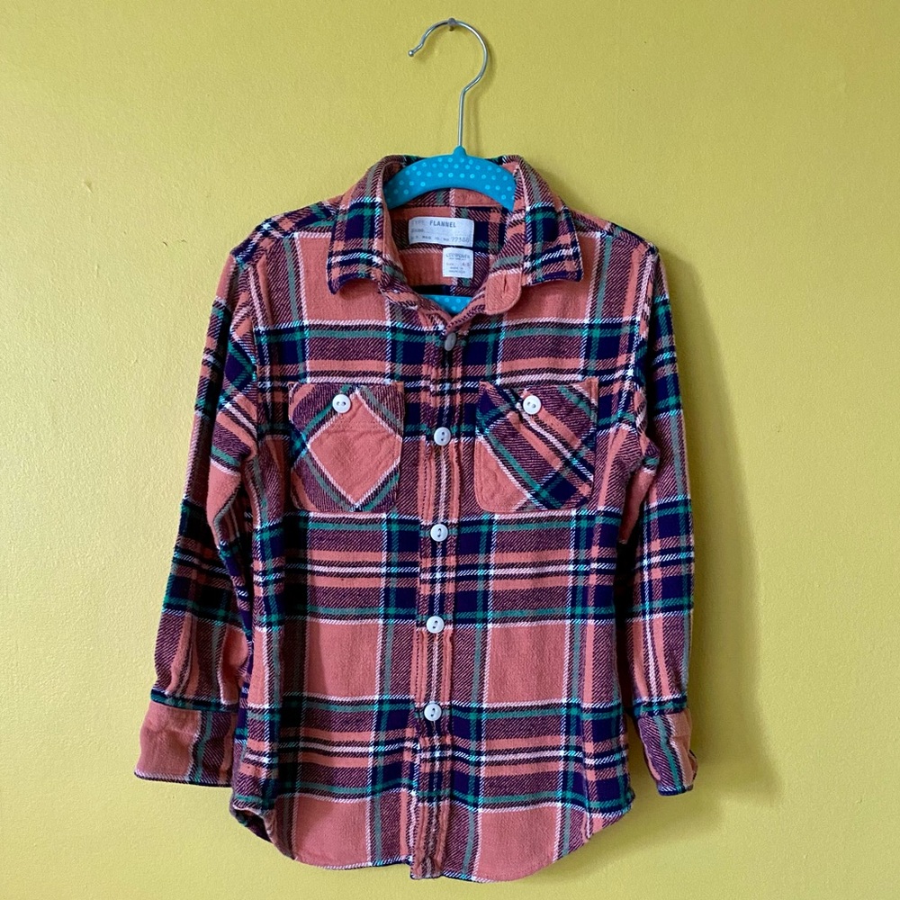 Crewcuts Lightweight Flannel shirt in peach plaid size 4/5